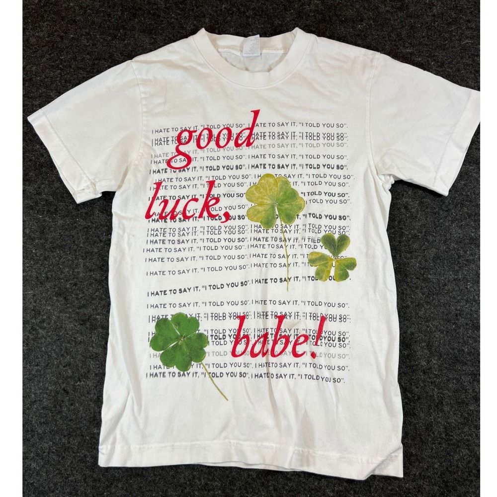Vintage Y2K Chappell Roan Good Luck Babe Shirt Mens Small White Streetwear Retro